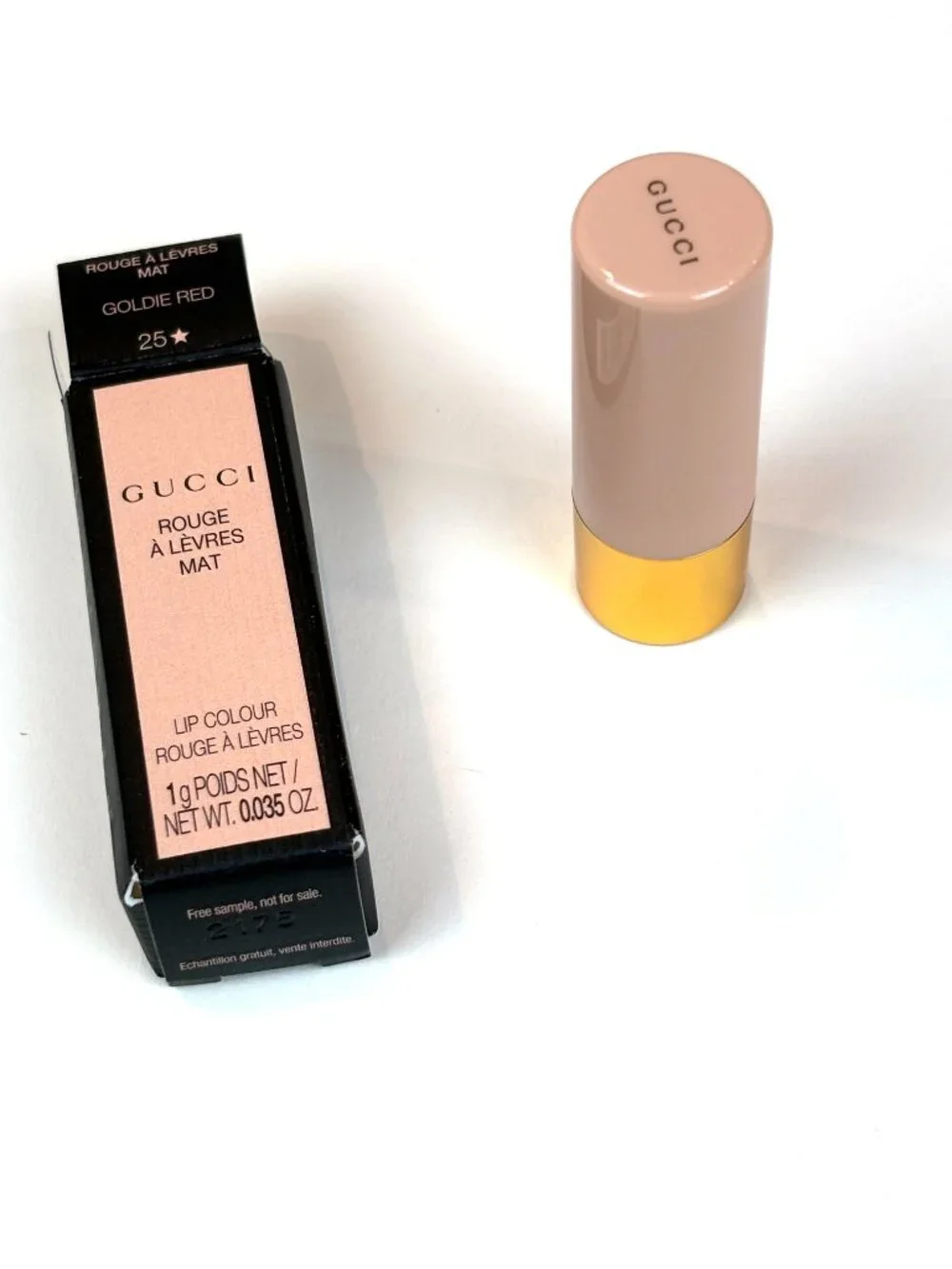 Gucci Velvet Matte Lipstick #25 Goldie Red (The Gucci Red Matte) Travel size New